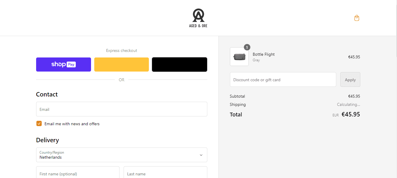 How to apply Aged & Ore coupon code